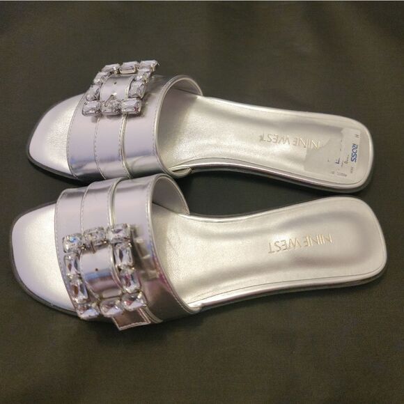 BRAND NEW NINE WEST SLIDE JEWEL MATTER DESIGN SANDAL R3 - Picture 6 of 16